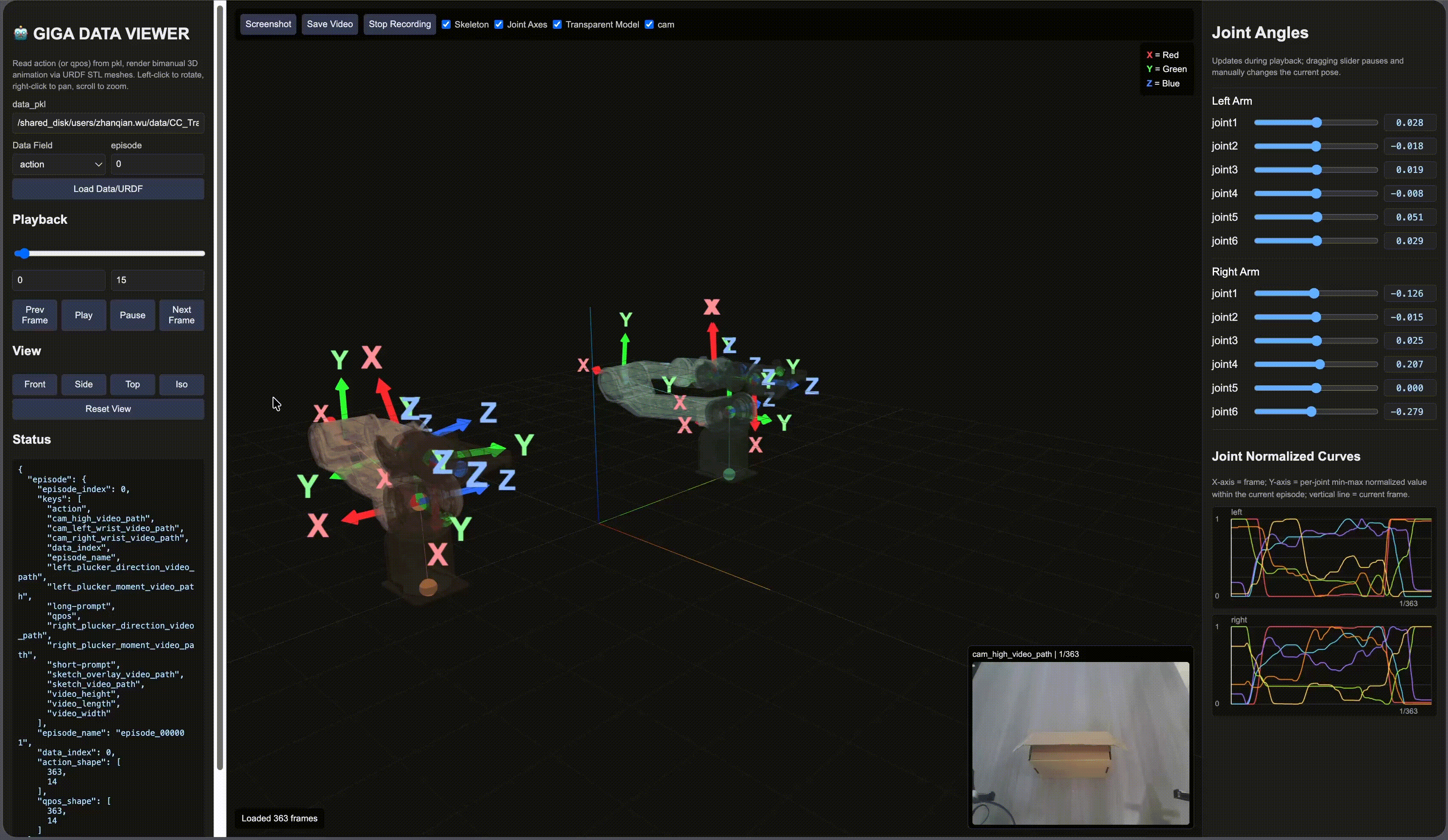 LeRobot visualization of toy_datapipeline_dataset